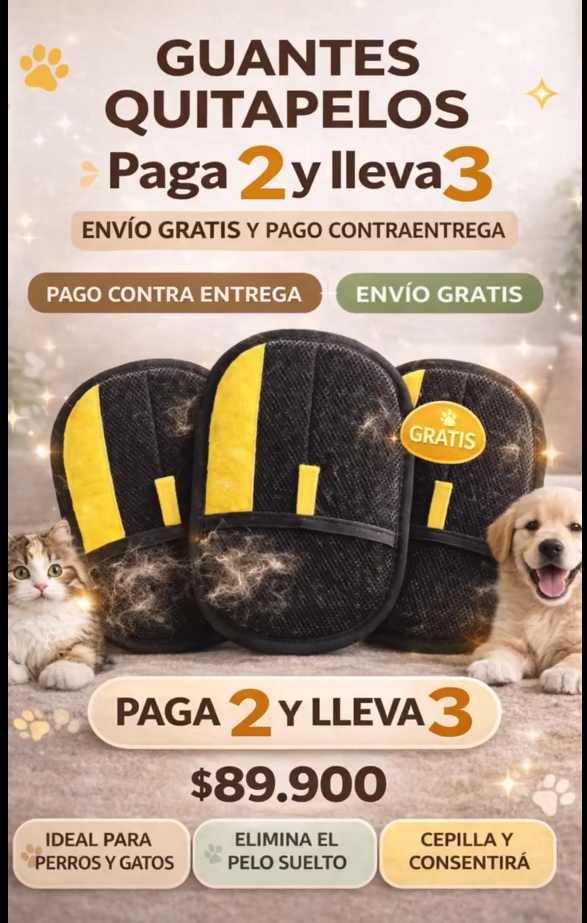Guante Cepillo Quita Pelos o Motas